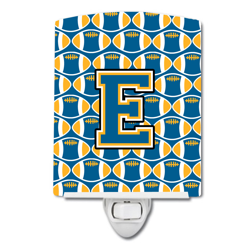Letter E Football Blue and Gold Ceramic Night Light CJ1077-ECNL - the-store.com