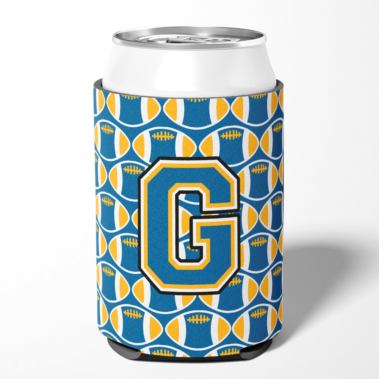 Letter G Football Blue and Gold Can or Bottle Hugger CJ1077-GCC
