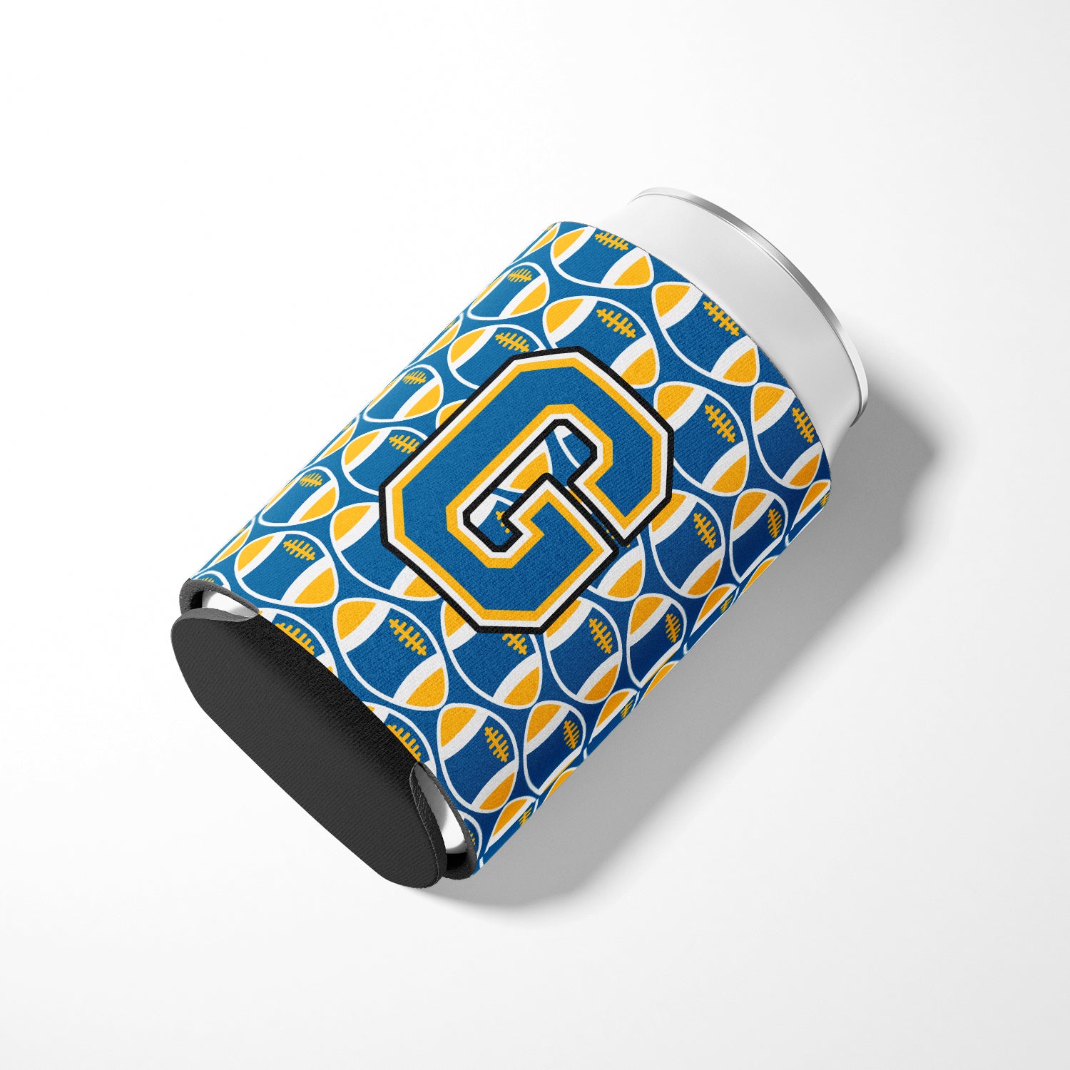 Letter G Football Blue and Gold Can or Bottle Hugger CJ1077-GCC