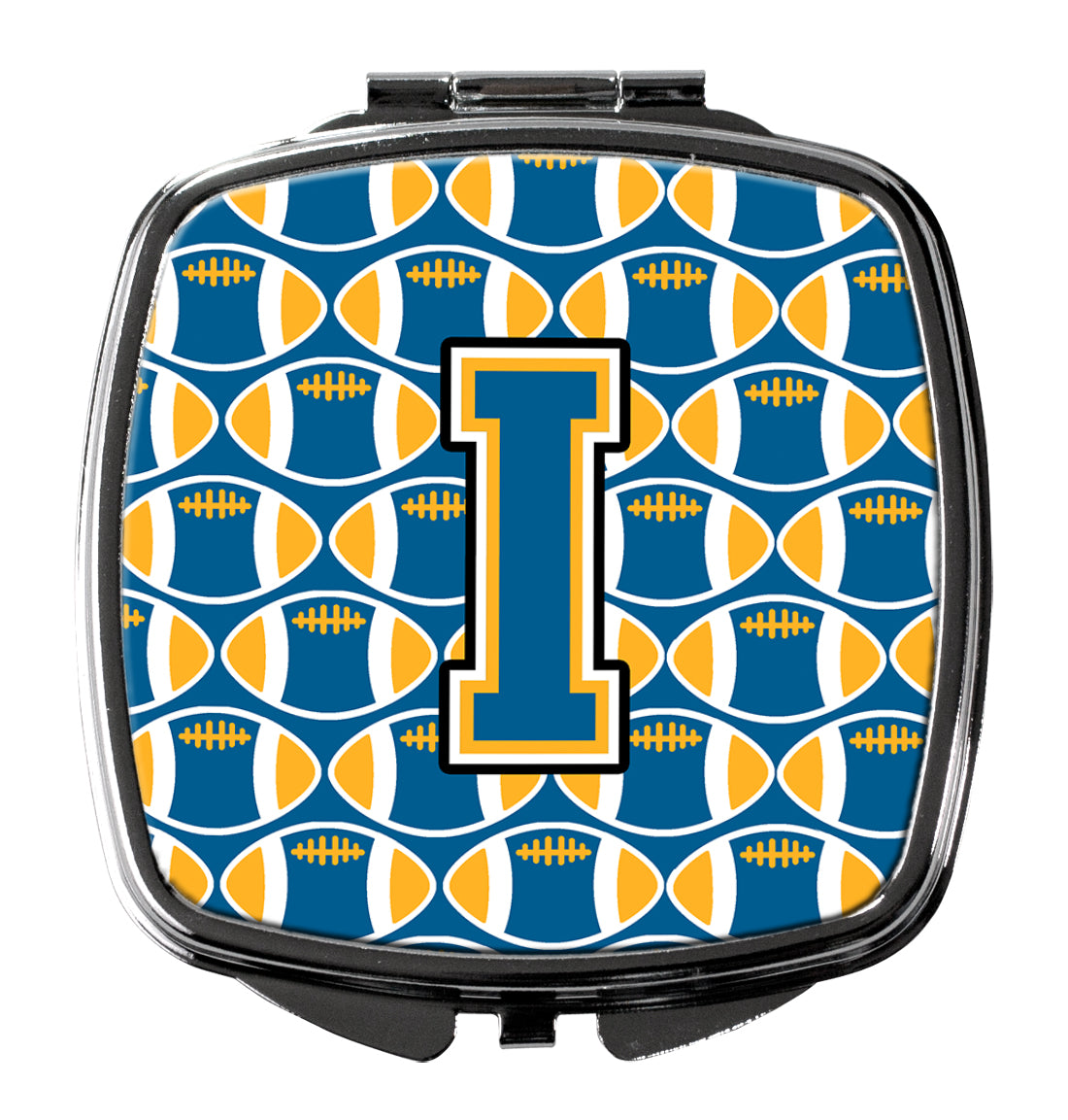Letter I Football Blue and Gold Compact Mirror CJ1077-ISCM