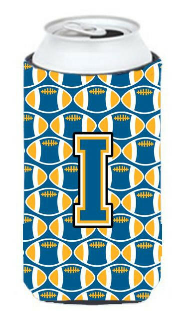 Letter I Football Blue and Gold Tall Boy Beverage Insulator Hugger CJ1077-ITBC by Caroline&#39;s Treasures