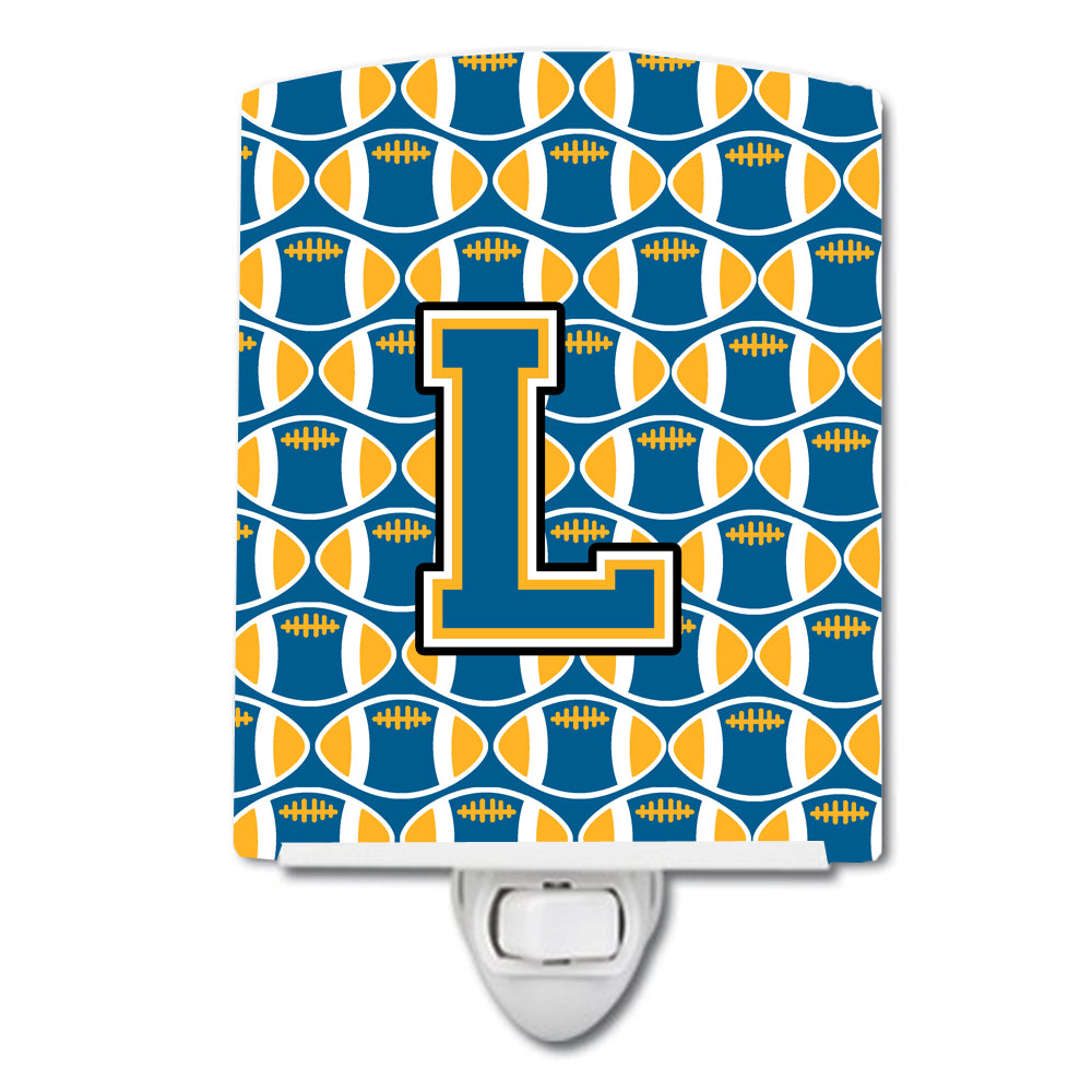 Letter L Football Blue and Gold Ceramic Night Light CJ1077-LCNL - the-store.com