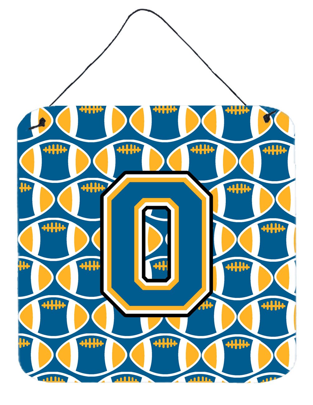 Letter O Football Blue and Gold Wall or Door Hanging Prints CJ1077-ODS66 by Caroline&#39;s Treasures