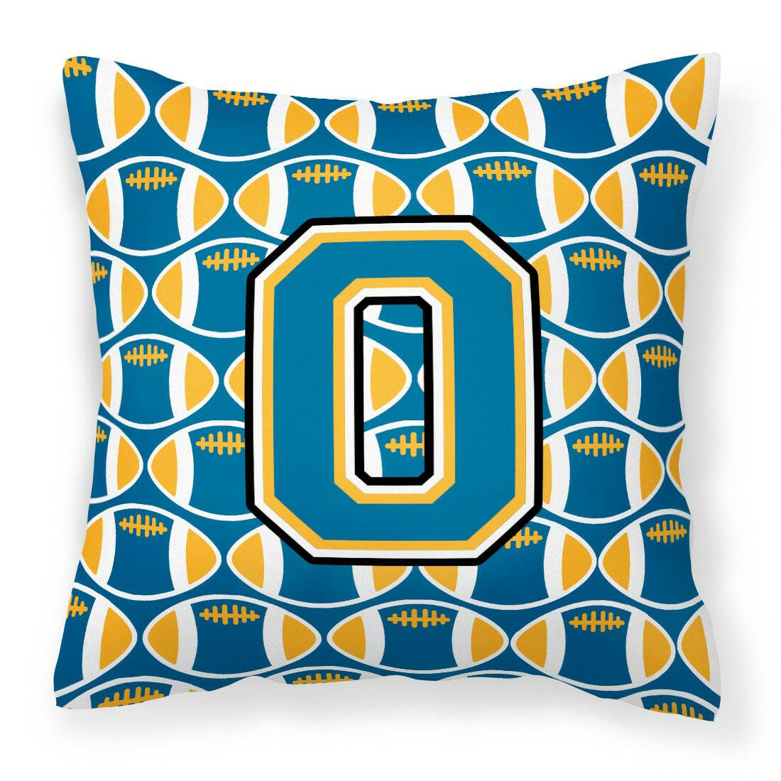 Letter O Football Blue and Gold Fabric Decorative Pillow CJ1077-OPW1414 by Caroline&#39;s Treasures