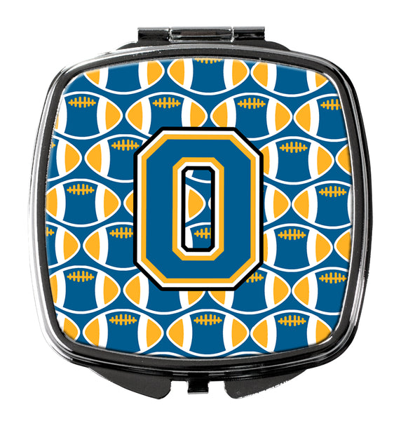 Letter O Football Blue and Gold Compact Mirror CJ1077-OSCM