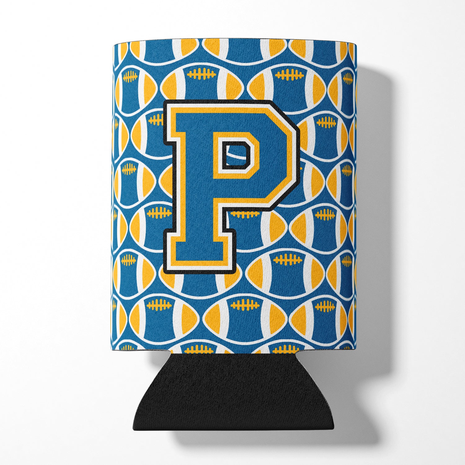 Letter P Football Blue and Gold Can or Bottle Hugger CJ1077-PCC
