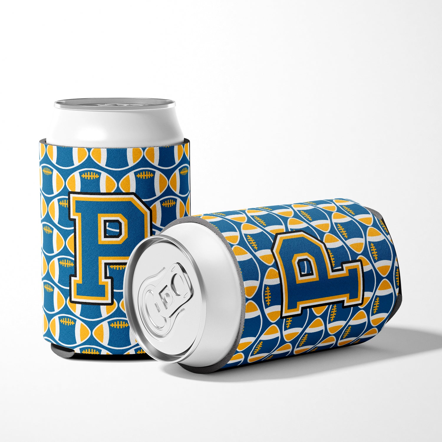 Letter P Football Blue and Gold Can or Bottle Hugger CJ1077-PCC