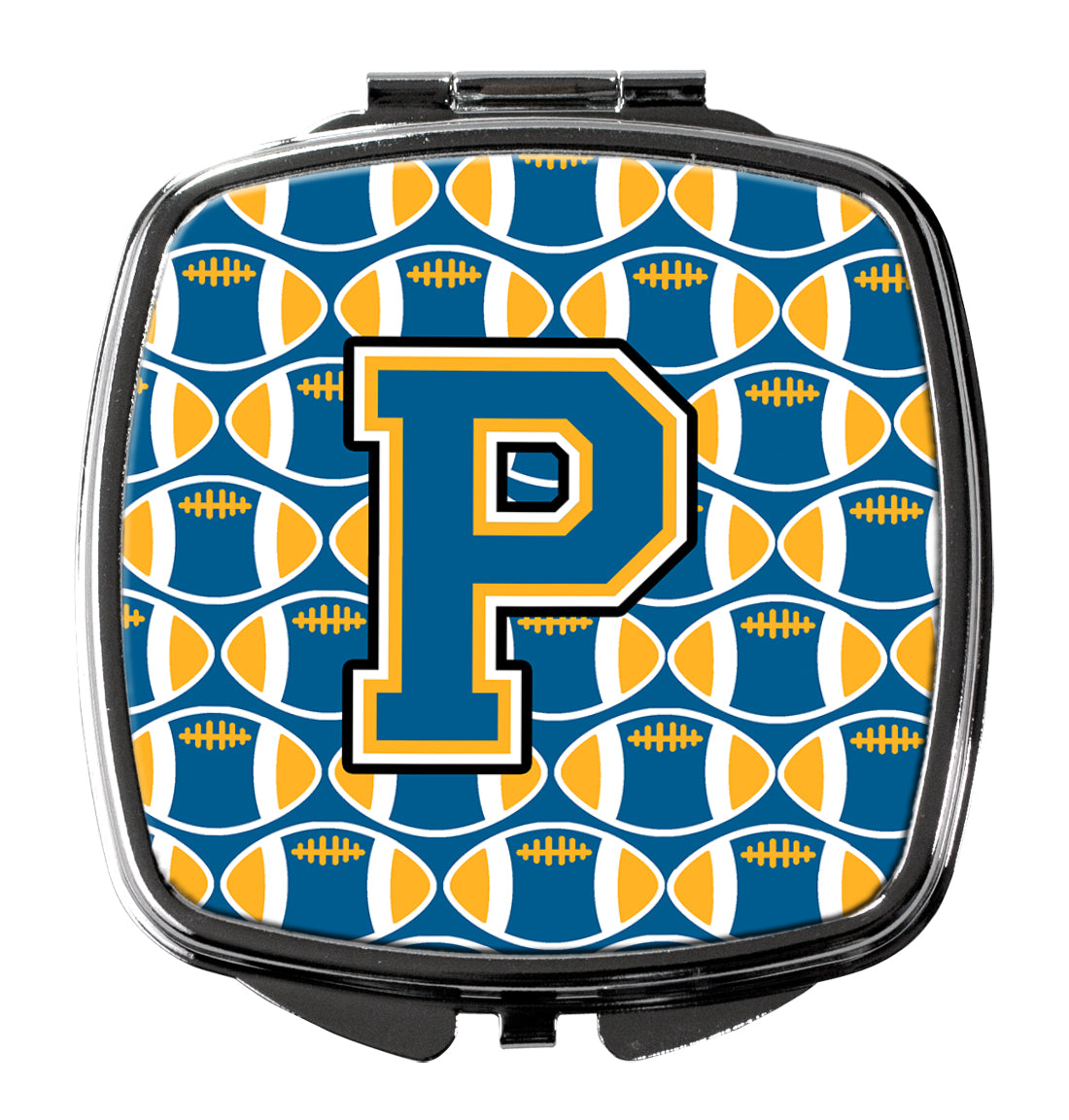 Letter P Football Blue and Gold Compact Mirror CJ1077-PSCM  the-store.com.