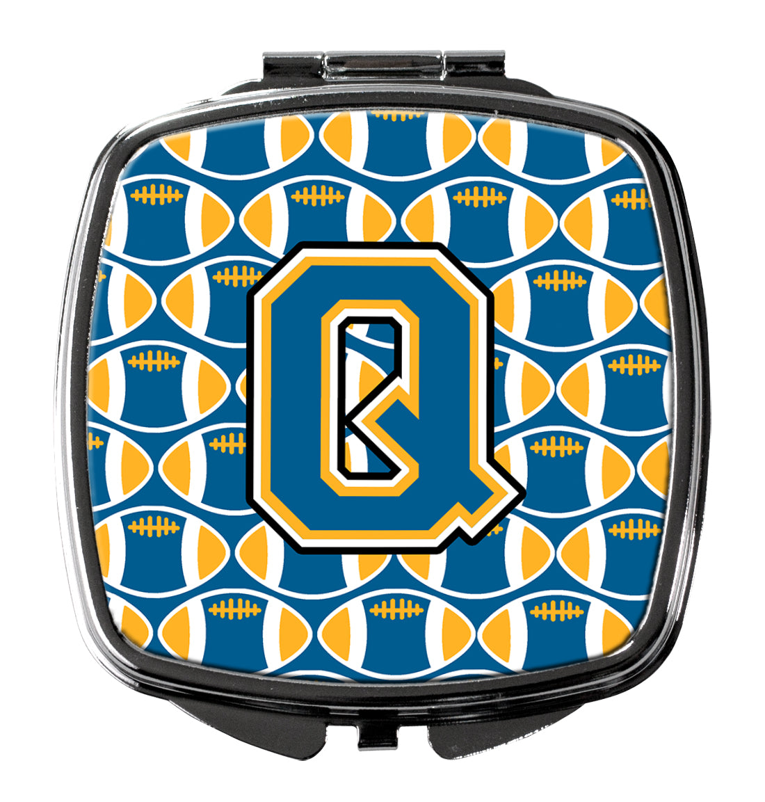 Letter Q Football Blue and Gold Compact Mirror CJ1077-QSCM  the-store.com.