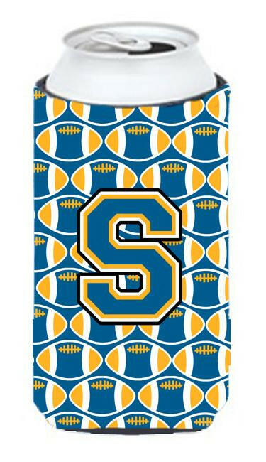 Letter S Football Blue and Gold Tall Boy Beverage Insulator Hugger CJ1077-STBC by Caroline&#39;s Treasures