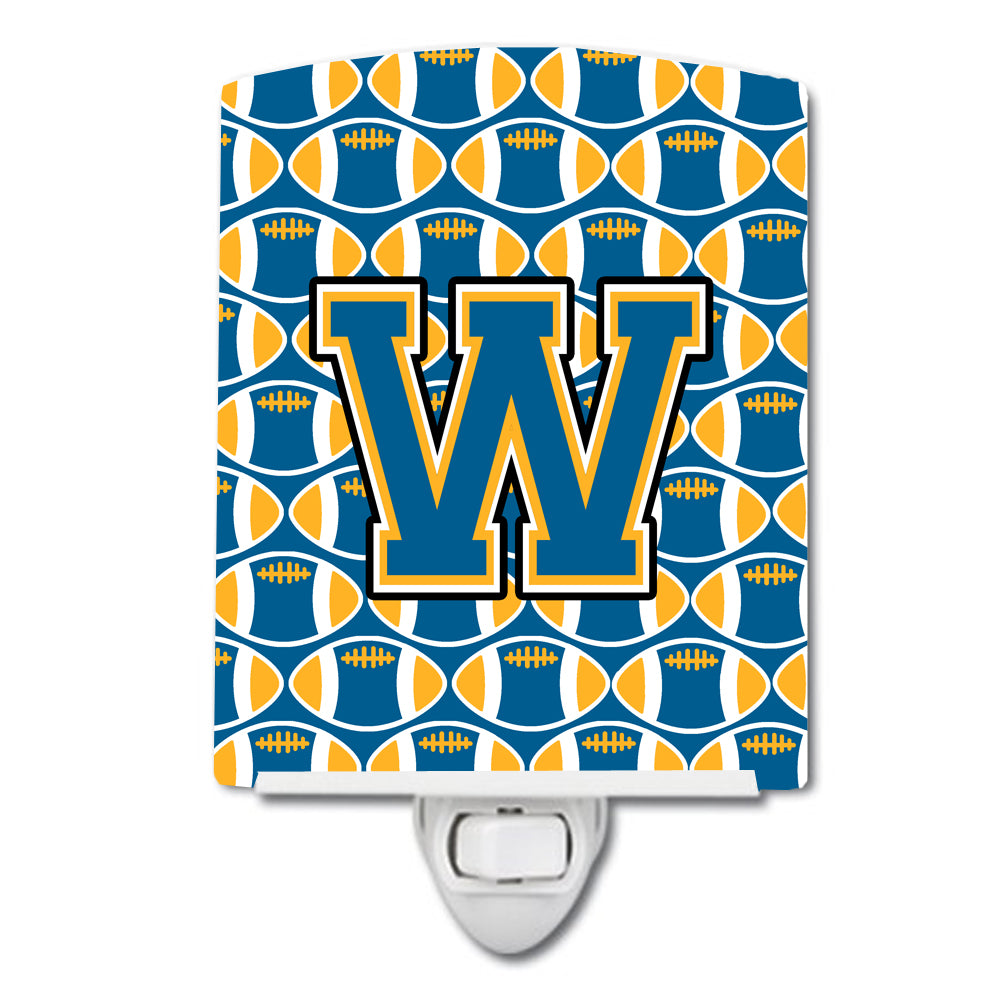 Letter W Football Blue and Gold Ceramic Night Light CJ1077-WCNL - the-store.com