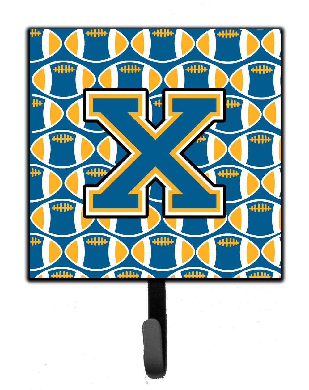 Letter X Football Blue and Gold Leash or Key Holder CJ1077-XSH4 by Caroline&#39;s Treasures