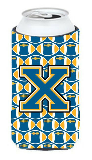 Letter X Football Blue and Gold Tall Boy Beverage Insulator Hugger CJ1077-XTBC by Caroline&#39;s Treasures