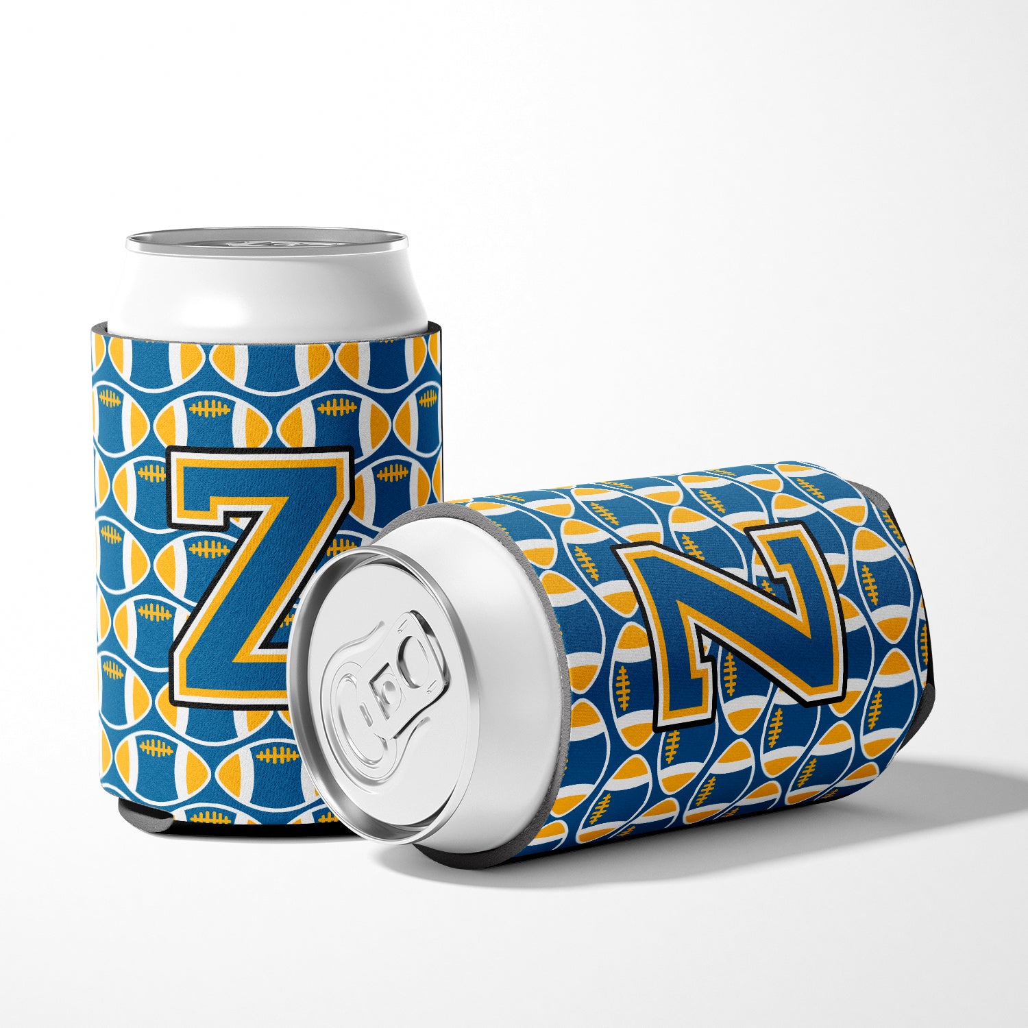 Letter Z Football Blue and Gold Can or Bottle Hugger CJ1077-ZCC.