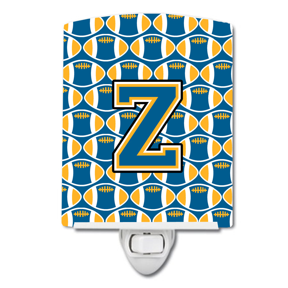 Letter Z Football Blue and Gold Ceramic Night Light CJ1077-ZCNL - the-store.com