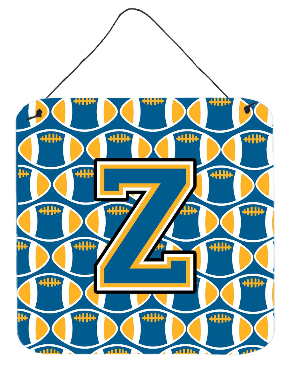 Letter Z Football Blue and Gold Wall or Door Hanging Prints CJ1077-ZDS66 by Caroline&#39;s Treasures