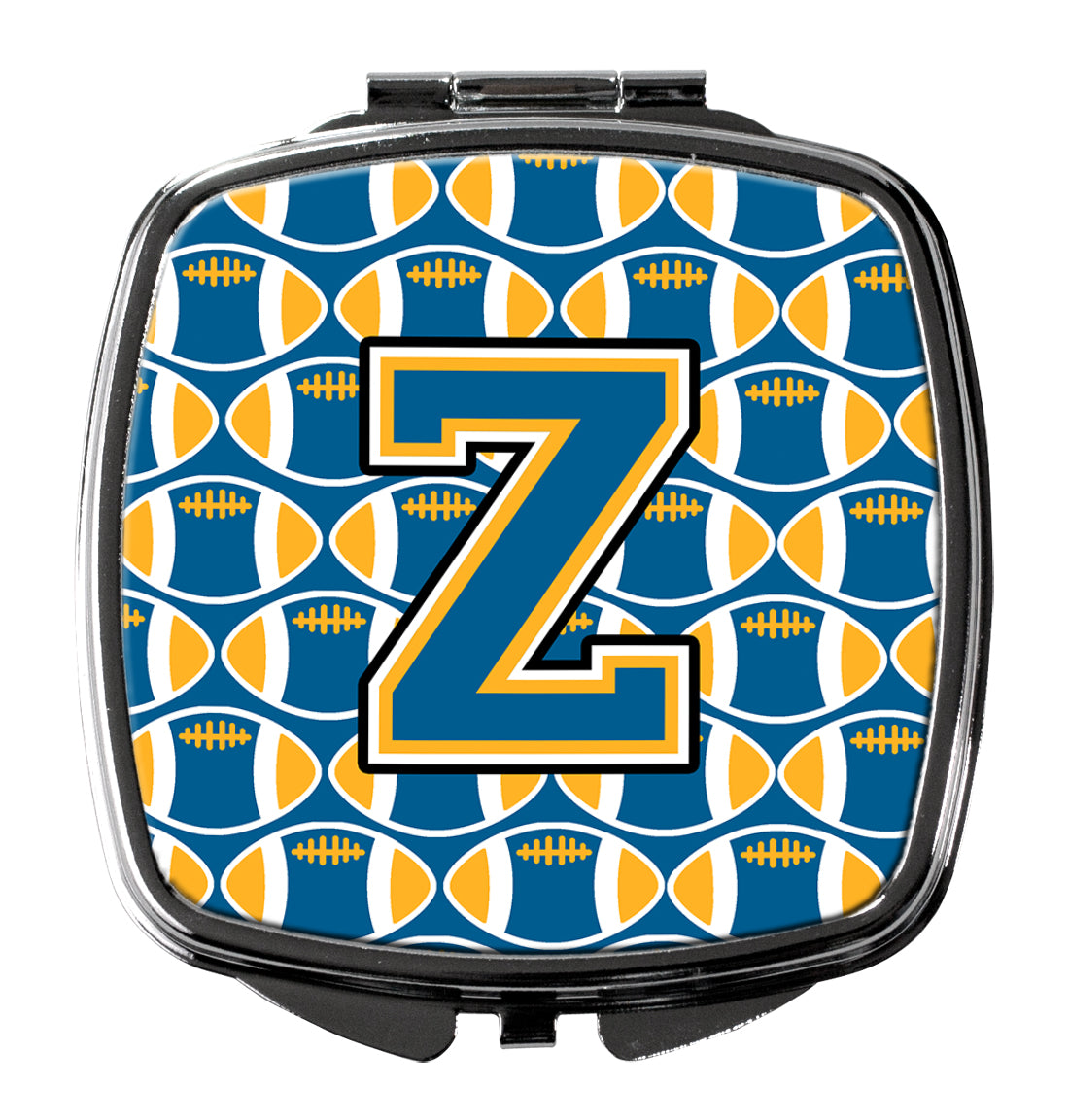 Letter Z Football Blue and Gold Compact Mirror CJ1077-ZSCM