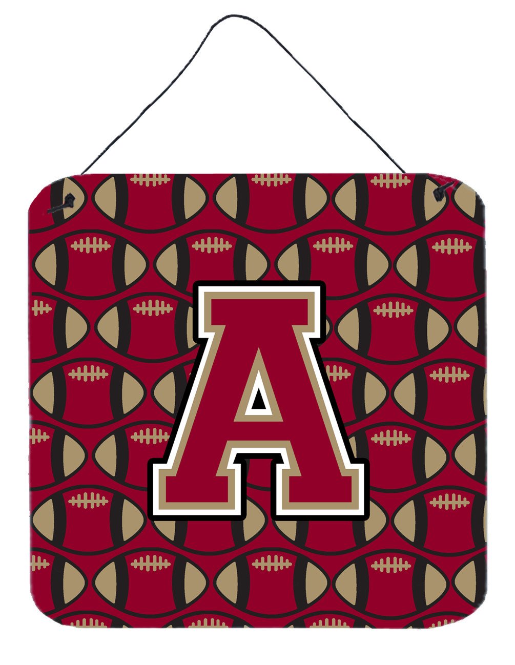 Letter A Football Garnet and Gold Wall or Door Hanging Prints CJ1078-ADS66 by Caroline's Treasures