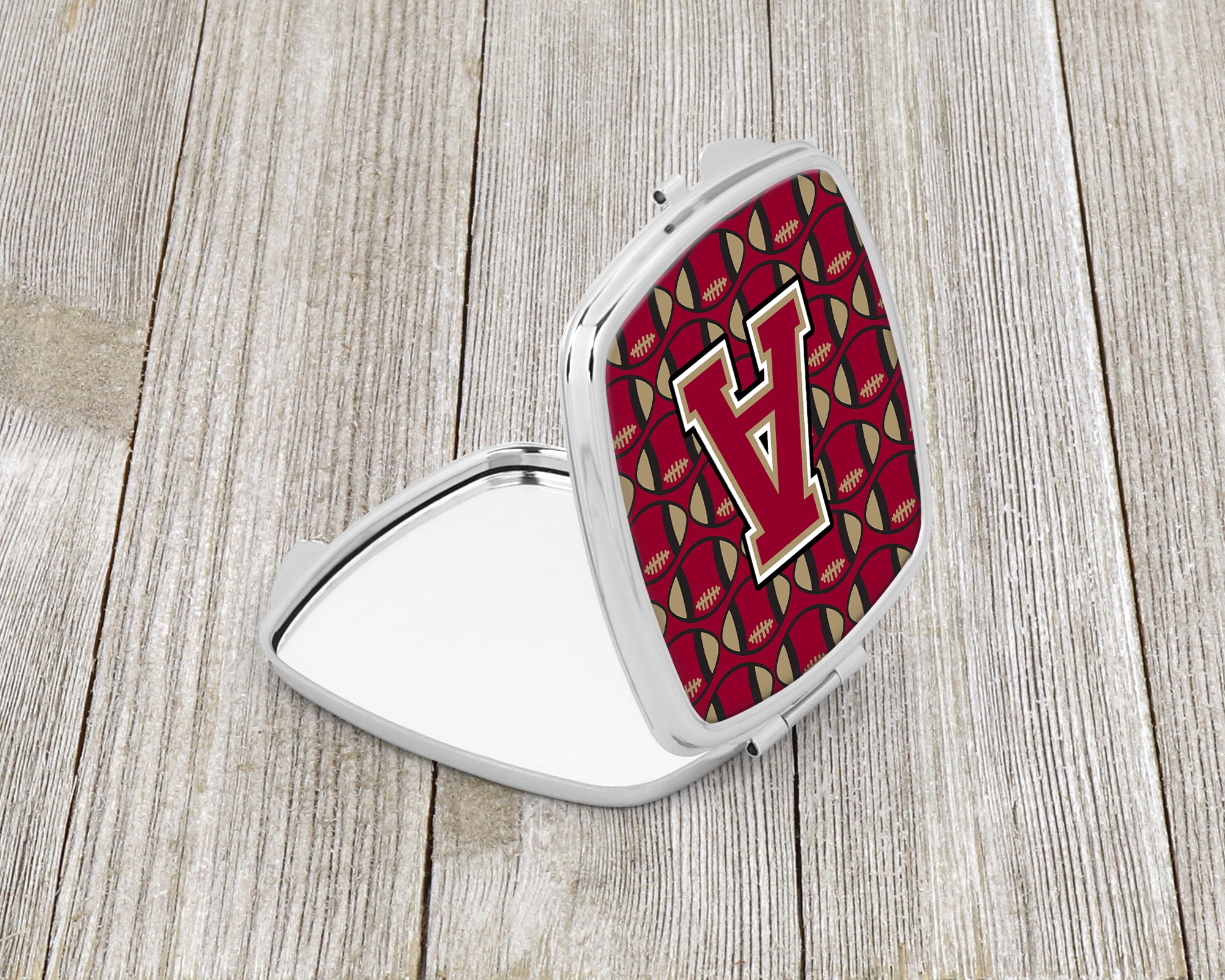 Letter A Football Garnet and Gold Compact Mirror CJ1078-ASCM  the-store.com.