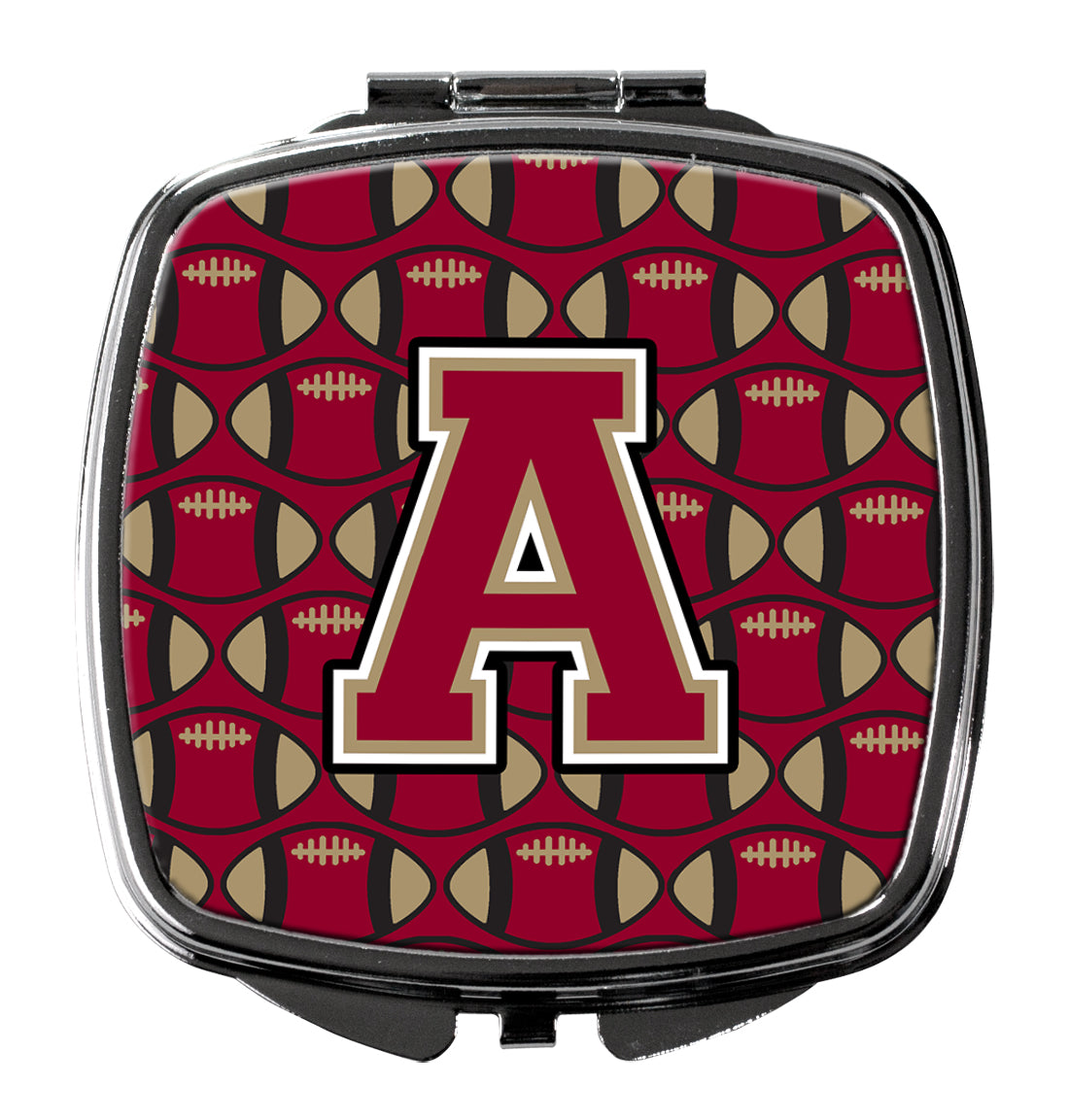 Letter A Football Garnet and Gold Compact Mirror CJ1078-ASCM  the-store.com.
