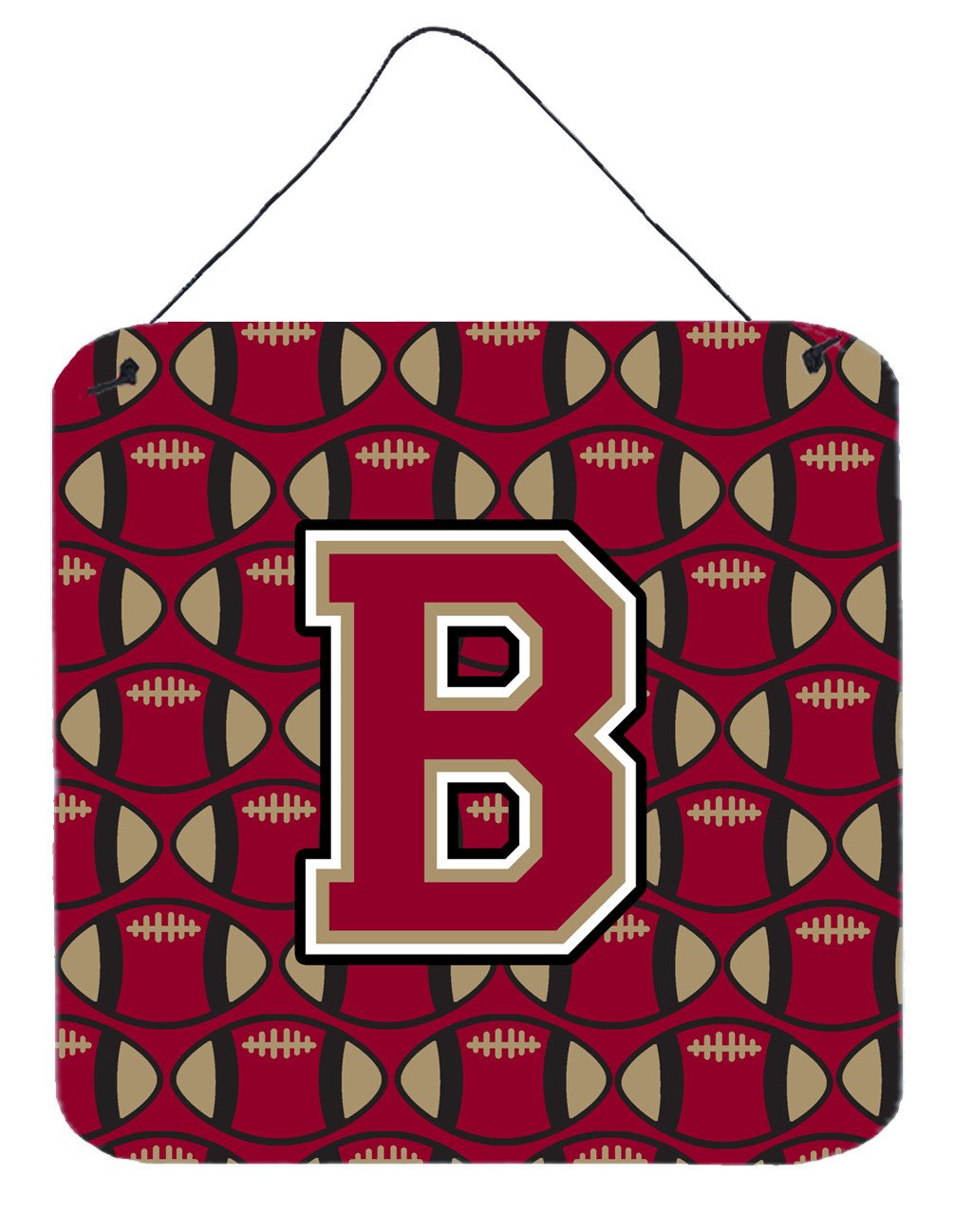 Letter B Football Garnet and Gold Wall or Door Hanging Prints CJ1078-BDS66 by Caroline&#39;s Treasures