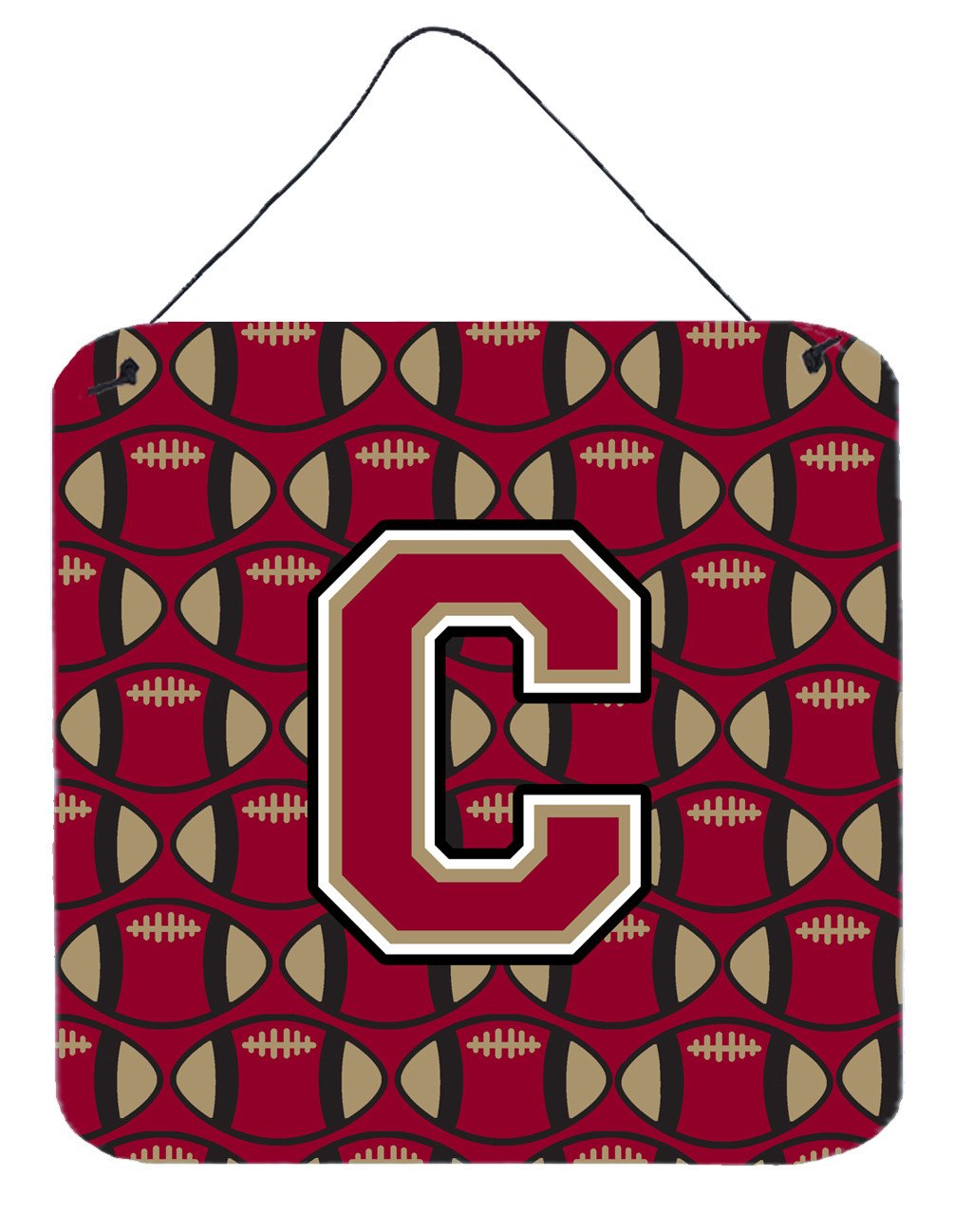 Letter C Football Garnet and Gold Wall or Door Hanging Prints CJ1078-CDS66 by Caroline's Treasures