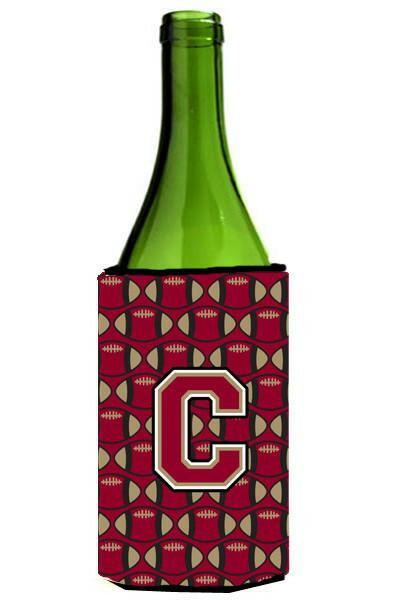 Letter C Football Garnet and Gold Wine Bottle Beverage Insulator Hugger CJ1078-CLITERK by Caroline&#39;s Treasures