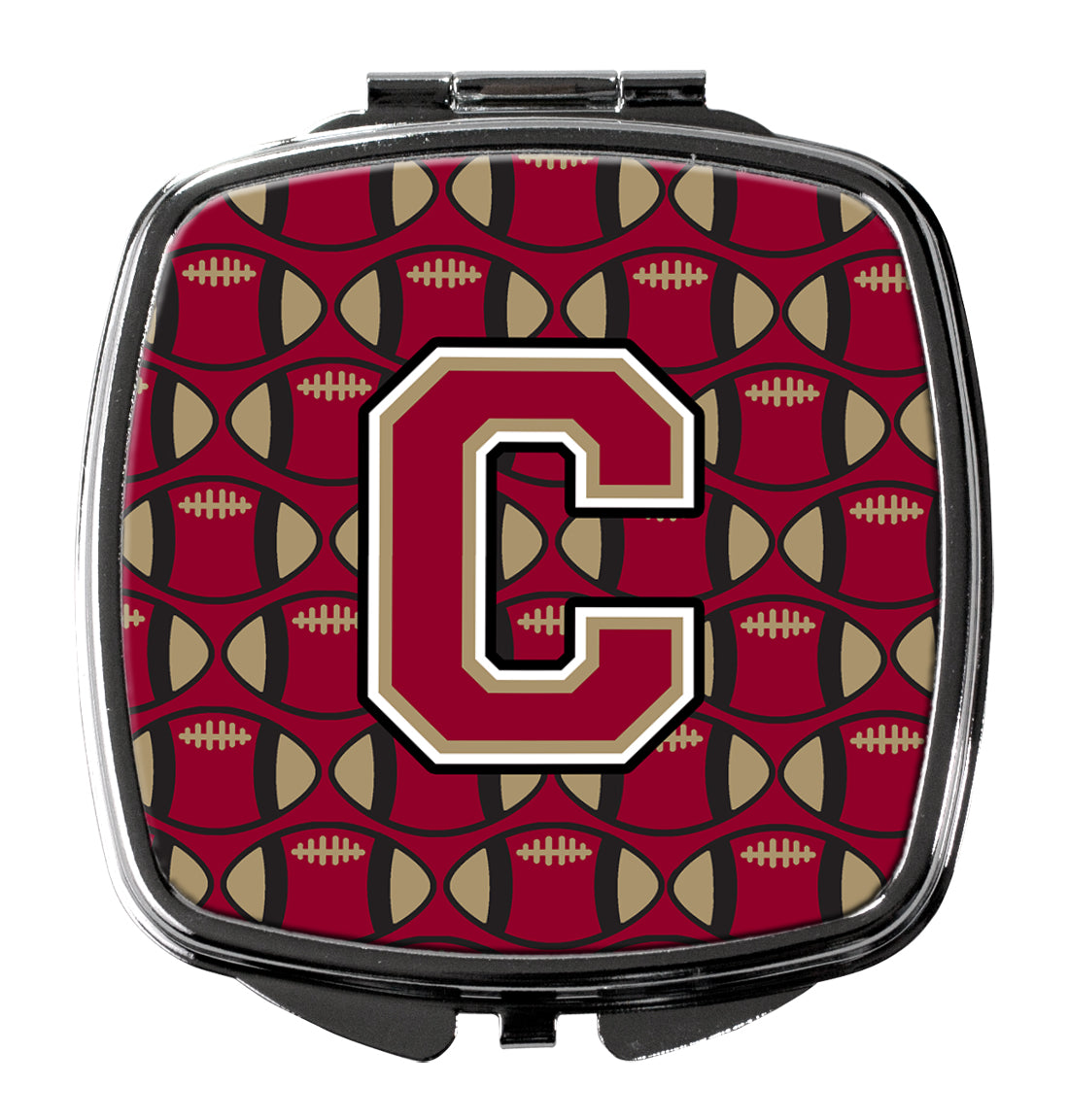 Letter C Football Garnet and Gold Compact Mirror CJ1078-CSCM  the-store.com.