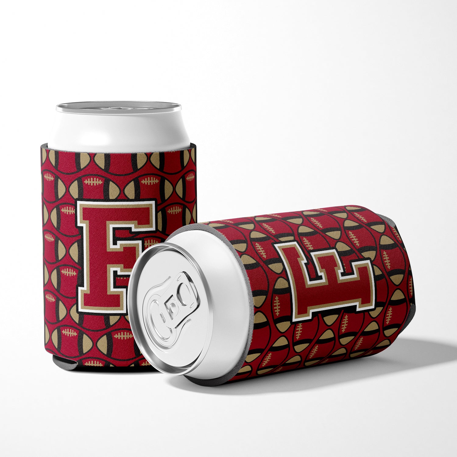 Letter F Football Garnet and Gold Can or Bottle Hugger CJ1078-FCC.