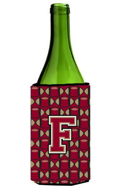 Letter F Football Garnet and Gold Wine Bottle Beverage Insulator Hugger CJ1078-FLITERK by Caroline&#39;s Treasures