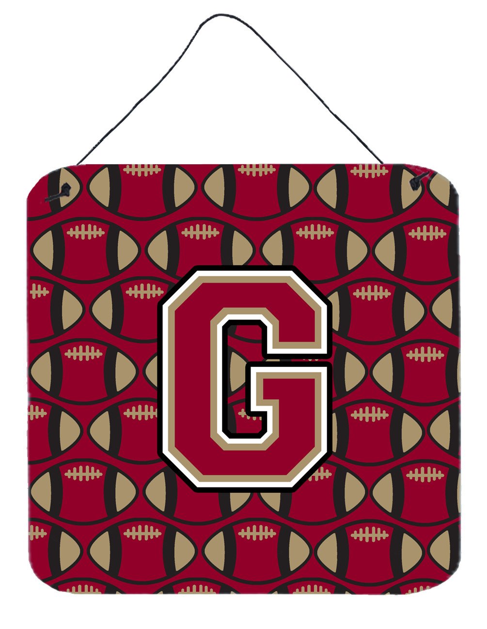 Letter G Football Garnet and Gold Wall or Door Hanging Prints CJ1078-GDS66 by Caroline&#39;s Treasures