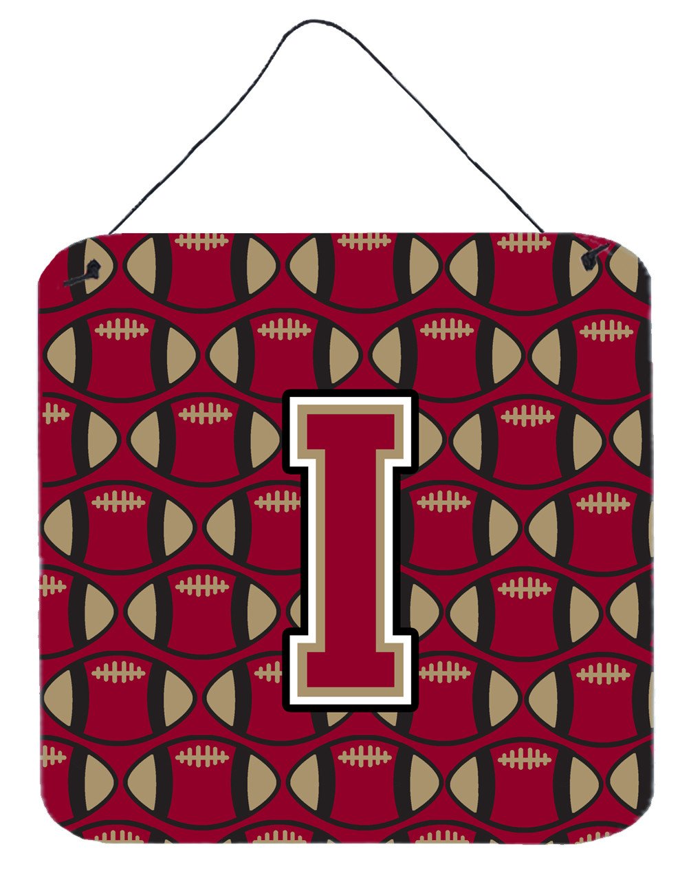 Letter I Football Garnet and Gold Wall or Door Hanging Prints CJ1078-IDS66 by Caroline&#39;s Treasures