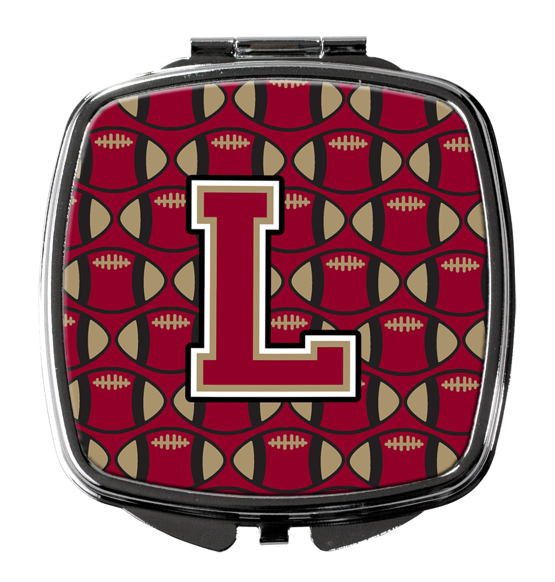 Letter L Football Garnet and Gold Compact Mirror CJ1078-LSCM  the-store.com.