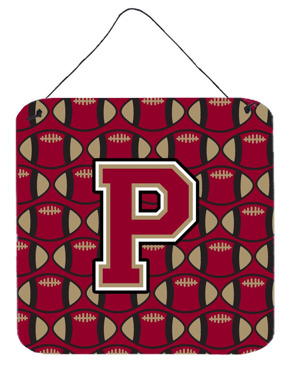 Letter P Football Garnet and Gold Wall or Door Hanging Prints CJ1078-PDS66 by Caroline&#39;s Treasures
