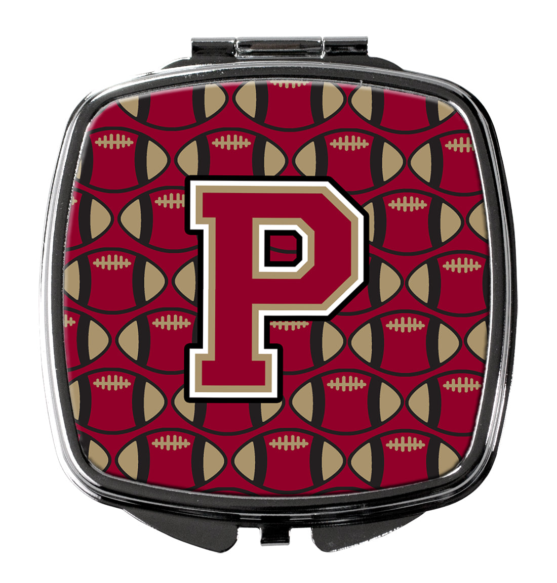 Letter P Football Garnet and Gold Compact Mirror CJ1078-PSCM