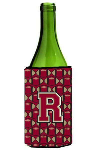 Letter R Football Garnet and Gold Wine Bottle Beverage Insulator Hugger CJ1078-RLITERK by Caroline&#39;s Treasures