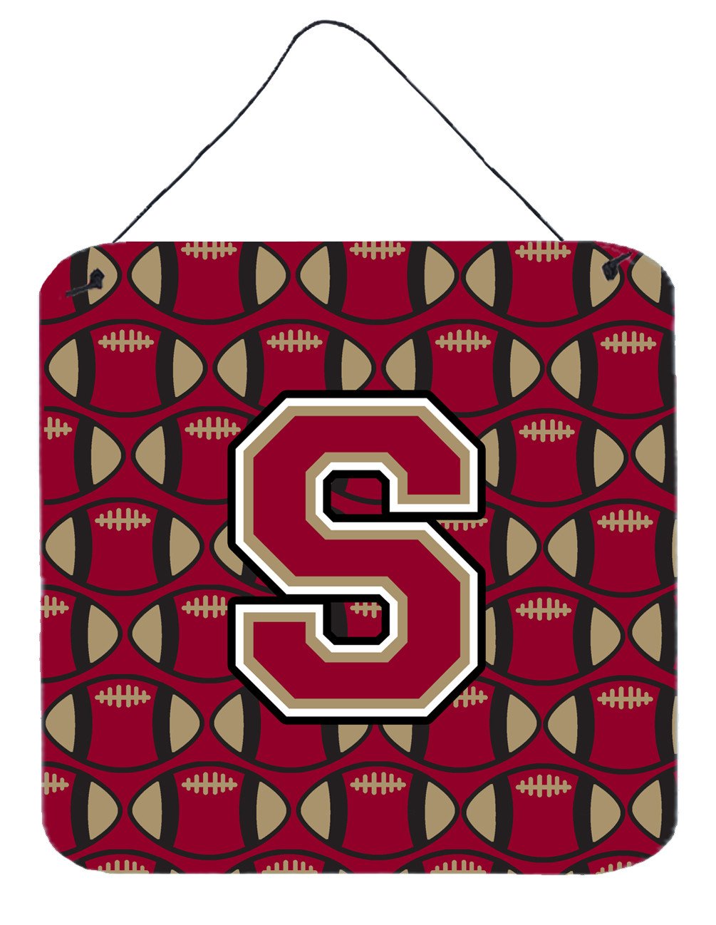 Letter S Football Garnet and Gold Wall or Door Hanging Prints CJ1078-SDS66 by Caroline&#39;s Treasures