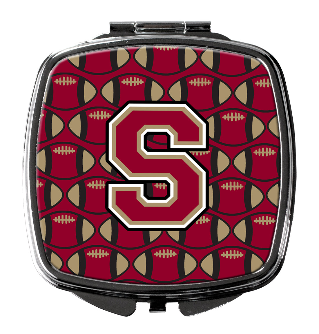 Letter S Football Garnet and Gold Compact Mirror CJ1078-SSCM  the-store.com.