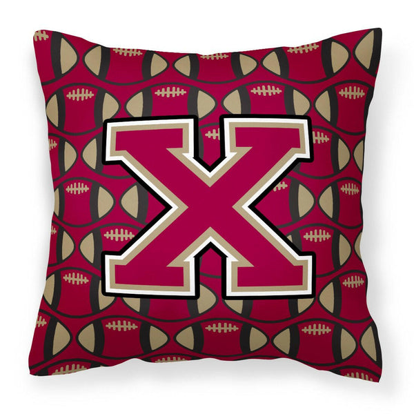 Letter X Football Garnet and Gold Fabric Decorative Pillow CJ1078-XPW1414 by Caroline's Treasures