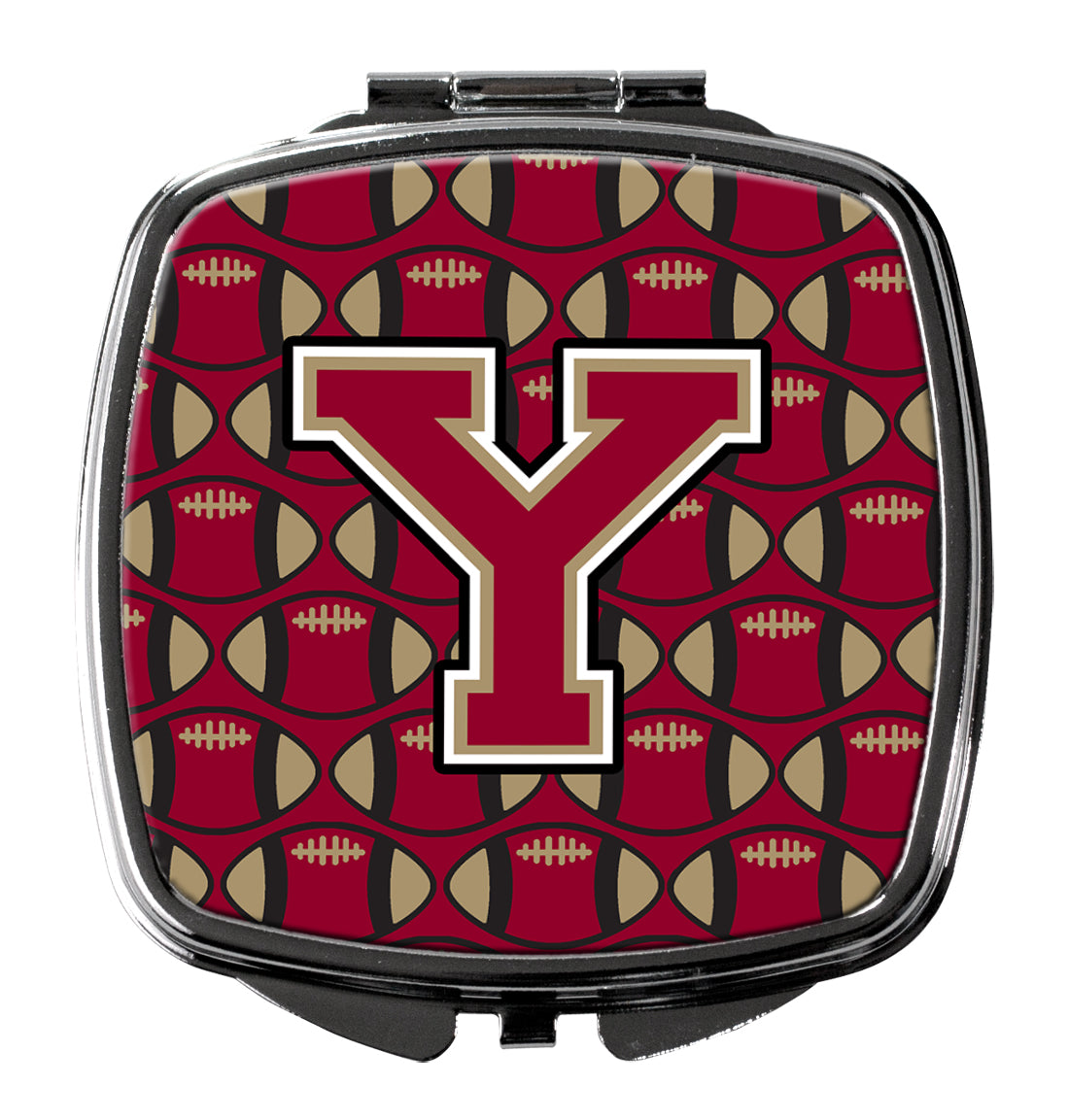 Letter Y Football Garnet and Gold Compact Mirror CJ1078-YSCM  the-store.com.