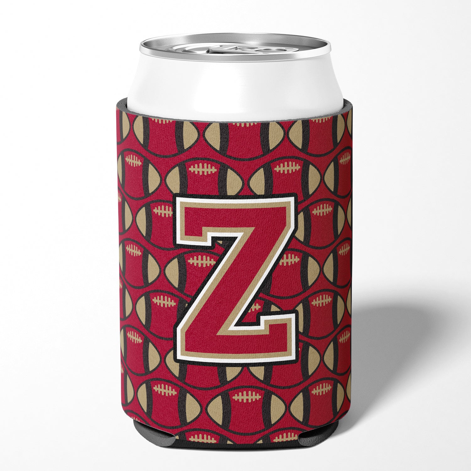 Letter Z Football Garnet and Gold Can or Bottle Hugger CJ1078-ZCC
