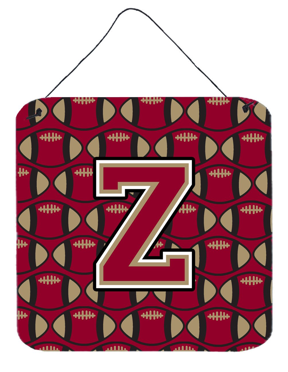 Letter Z Football Garnet and Gold Wall or Door Hanging Prints CJ1078-ZDS66 by Caroline's Treasures