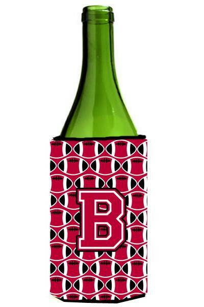 Letter B Football Crimson and White Wine Bottle Beverage Insulator Hugger CJ1079-BLITERK by Caroline&#39;s Treasures