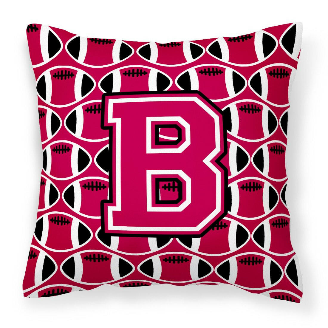 Letter B Football Crimson and White Fabric Decorative Pillow CJ1079-BPW1414 by Caroline&#39;s Treasures