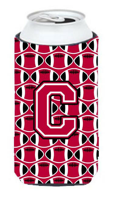 Letter C Football Crimson and White Tall Boy Beverage Insulator Hugger CJ1079-CTBC by Caroline&#39;s Treasures