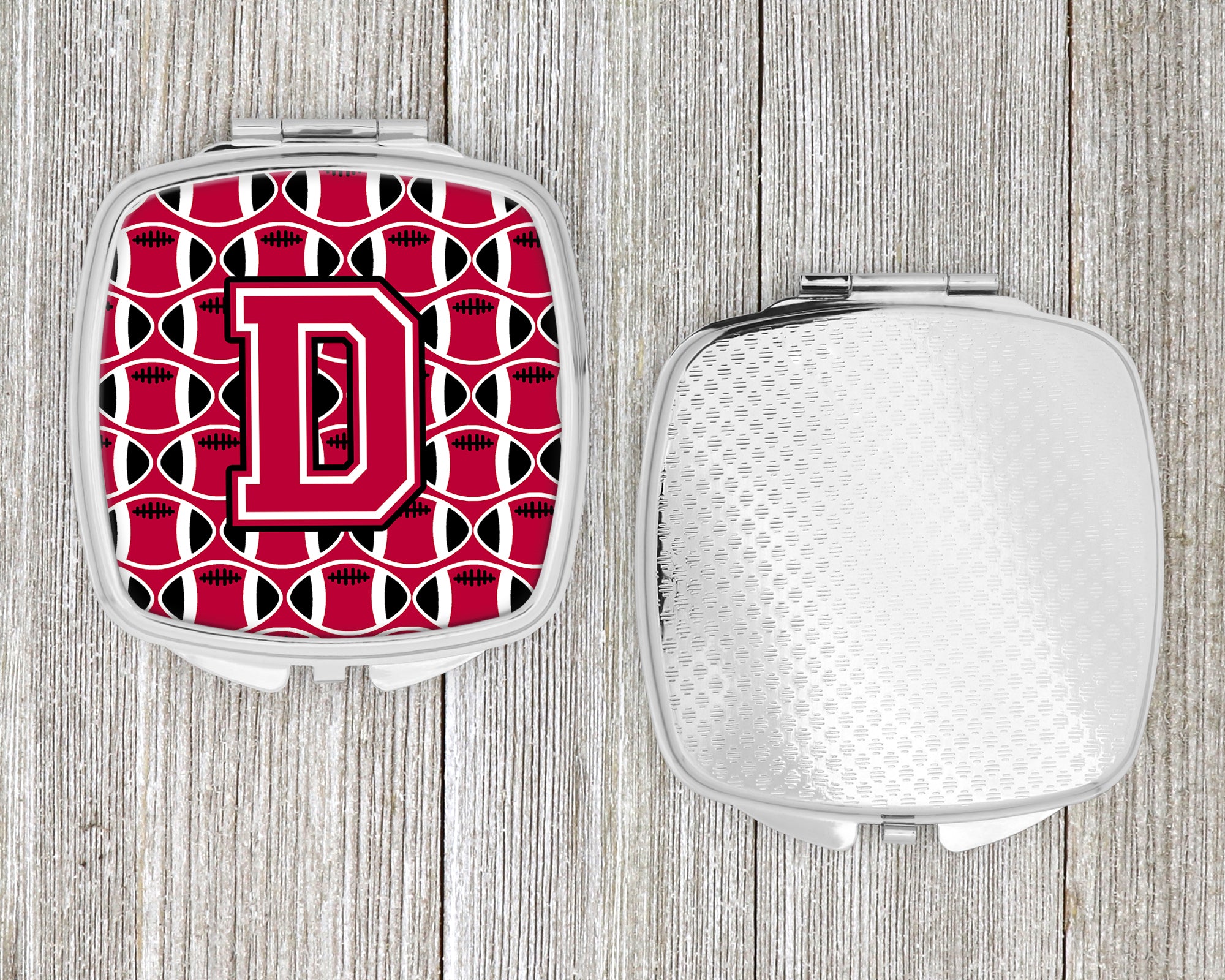 Letter D Football Crimson and White Compact Mirror CJ1079-DSCM