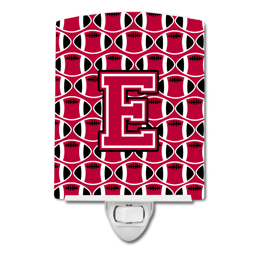 Letter E Football Crimson and White Ceramic Night Light CJ1079-ECNL - the-store.com