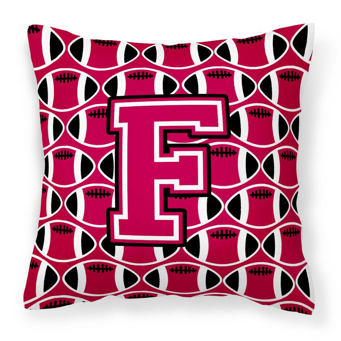 Letter F Football Crimson and White Fabric Decorative Pillow CJ1079-FPW1414 by Caroline&#39;s Treasures