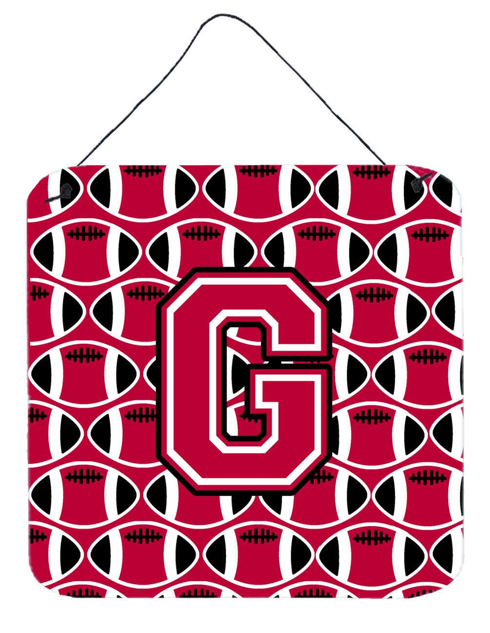 Letter G Football Crimson and White Wall or Door Hanging Prints CJ1079-GDS66 by Caroline's Treasures