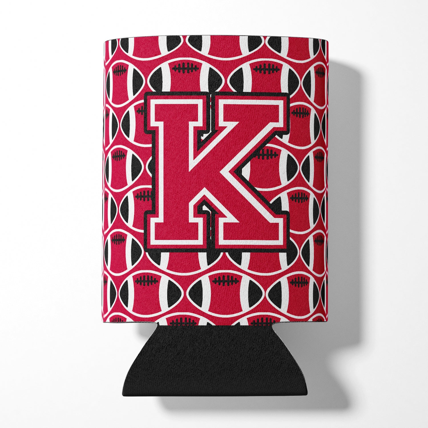 Letter K Football Crimson and White Can or Bottle Hugger CJ1079-KCC